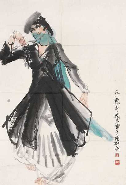 史国良 1980年作 舞姿 镜心